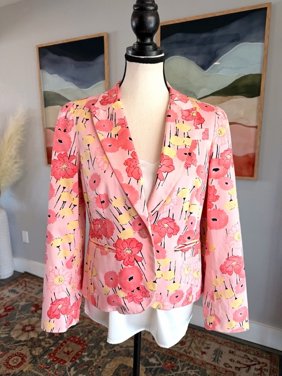 Apostrophe Jackets & Blazers - Apostrophe Pink Poppy Floral Blazer Jacket